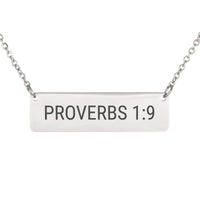 Load image into Gallery viewer, Proverbs 1:9 Bar Necklace, Grandma Gift - Mother's Day Bible Verse Jewelry
