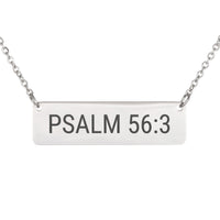 Load image into Gallery viewer, Psalm 56_3 Bar Necklace - Comfort Gift for Her, Courage Christian Pendant
