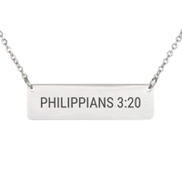 Load image into Gallery viewer, Philippians 3:20 Bar Necklace - Dainty Encouragement Bible Scripture Jewelry for Her
