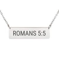 Load image into Gallery viewer, Romans 5:5 Engraved Necklace - Dainty Hope Bible Jewelry for Daughter
