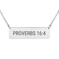 Load image into Gallery viewer, Proverbs 16_4 Bible Verse Bar Necklace - Purpose Christian Jewelry for Sister
