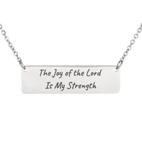 Load image into Gallery viewer, The Joy of the Lord Is My Strength Necklace - Nehemiah 8:10, Minimalist Bible Scripture Jewelry for Her
