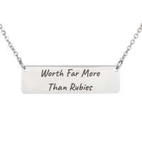Load image into Gallery viewer, Worth Far More Than Rubies Necklace, Proverbs 31_10 Women's Bible Verse Jewelry for Wife
