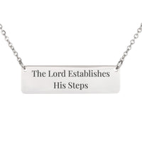 Load image into Gallery viewer, The Lord Establishes His Steps Bar Necklace - Guidance Religious Jewelry, Proverbs 16_9 Graduation Gift
