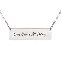 Load image into Gallery viewer, Love Bears All Things Necklace, 1 Corinthians 13:7 Bible Verse Jewelry for Her

