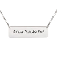 Load image into Gallery viewer, A Lamp Unto My Feet Bar Necklace - Psalm 119:105 Guidance Scripture Jewelry, College Gift
