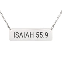 Load image into Gallery viewer, Isaiah 55_9 Bible Verse Bar Necklace - Ministry Gift, Purpose Scripture Pendant

