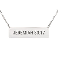 Load image into Gallery viewer, Jeremiah 30_17 Horizontal Bar Necklace - Healing Religious Pendant for Women
