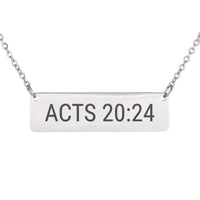 Load image into Gallery viewer, Acts 20_24 Horizontal Bar Necklace - Purpose Bible Scripture Jewelry for Sister
