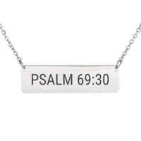 Load image into Gallery viewer, Psalm 69_30 Horizontal Bar Necklace, Thanksgiving Gift - Thankful Christian Jewelry
