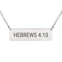 Load image into Gallery viewer, Hebrews 4:10 Necklace - Dainty Peace Bible Scripture Pendant for Women

