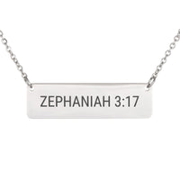 Load image into Gallery viewer, Zephaniah 3:17 Engraved Necklace - Peace Bible Scripture Gift for Daughter
