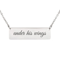 Load image into Gallery viewer, Under His Wings Bar Necklace - Police Wife Gift, Psalm 91:4 Protection Christian Pendant
