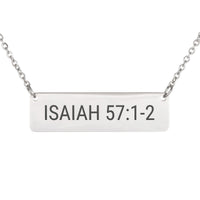 Load image into Gallery viewer, Isaiah 57:1-2 Engraved Necklace - Minimalist Comfort Bible Jewelry for Women
