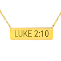 Load image into Gallery viewer, Luke 2:10 Bible Verse Bar Necklace - Joy Scripture Jewelry for Her
