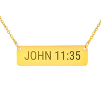 Load image into Gallery viewer, John 11:35 Engraved Necklace - Dainty Comfort Religious Jewelry, Loss of Loved One Gift
