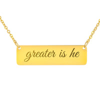 Load image into Gallery viewer, Greater Is He Necklace, 1 John 4:4 Courage Scripture Pendant for Daughter
