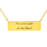 Load image into Gallery viewer, The Lord Looks at the Heart Bar Necklace, 1 Samuel 16_7 Beauty Bible Scripture Pendant for Daughter
