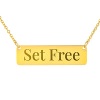 Load image into Gallery viewer, Set Free Engraved Necklace - Galatians 5:1 Salvation Bible Scripture Pendant, Easter Gift
