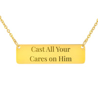 Load image into Gallery viewer, Cast All Your Cares on Him Necklace - Calming Reminder Gift, 1 Peter 5:7 Peace Scripture Pendant
