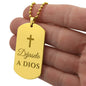 Déjaselo a Dios Collar Placa Militar, Frase Cristiana de Ánimo Grabada en Español