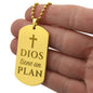 Dios Tiene un Plan Collar Placa Militar, Frase Cristiana de Ánimo, Regalos Cristianos