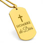 Hombre de Dios Collar Placa Militar, Frase Cristiana Grabada, Regalos Para Hombre