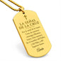 Por la Señal de la Santa Cruz Collar Placa Militar, Oración Católica Grabada en Español