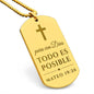 Para Dios Todo Es Posible Mateo 19_26 Collar Placa Militar, Versículo Bíblico