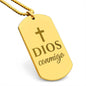 Dios Conmigo Collar Placa Militar, Frase Cristiana Grabada, Regalos Cristianos Para Hombre