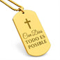Con Dios Todo Es Posible Collar Placa Militar, Frase Cristiana Grabada en Español