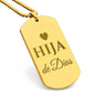 Hija de Dios Collar Placa Militar, Frase Cristiana Grabada, Regalos Cristianos Para Mujer