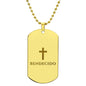 Bendecido Collar Placa Militar Grabado, Frase Cristiana, Regalos Cristianos Para Hombre