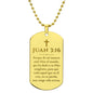 Juan 3_16 Collar Placa Militar, Porque de Tal Manera Amó Dios al Mundo, Regalo Cristiano