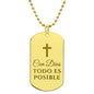 Con Dios Todo Es Posible Collar Placa Militar, Frase Cristiana Grabada en Español