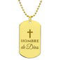 Hombre de Dios Collar Placa Militar, Frase Cristiana Grabada, Regalos Para Hombre