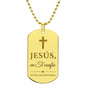 Jesús en Ti Confío Collar Placa Militar, Divina Misericordia, Regalo Católico en Español