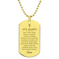 Ave María Collar Placa Militar, Dios Te Salve María, Regalo Católico en Español