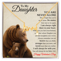 Load image into Gallery viewer, Valentine's Day Jewelry for Daughter from Mom Dad with gold love necklace and bear card
