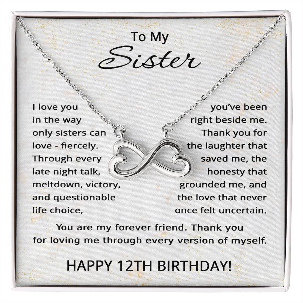 12th Birthday Gifts for Sister - To My Sister Necklace - 12 Years Old