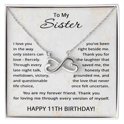 11th Birthday Gifts for Sister - To My Sister Necklace - 11 Years Old