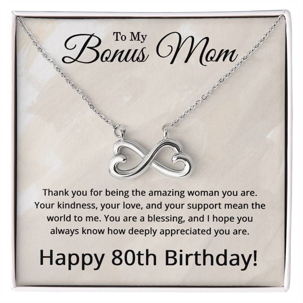 80th Birthday Gifts for Bonus Mom - 80th Birthday Necklace for Bonus Mom - To My Bonus Mom Necklace