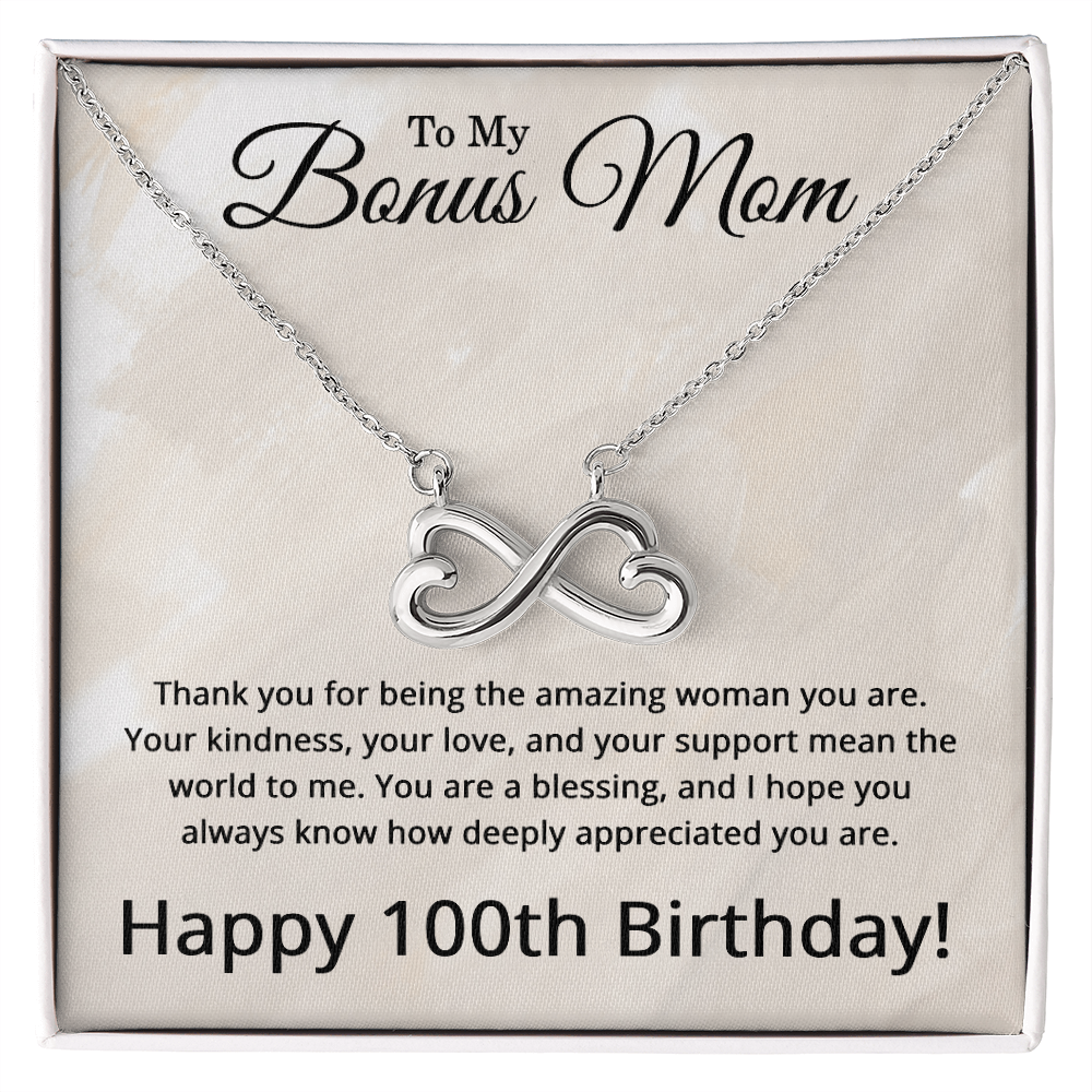 100th Birthday Gifts for Bonus Mom - 100th Birthday Necklace for Bonus Mom - To My Bonus Mom Necklace