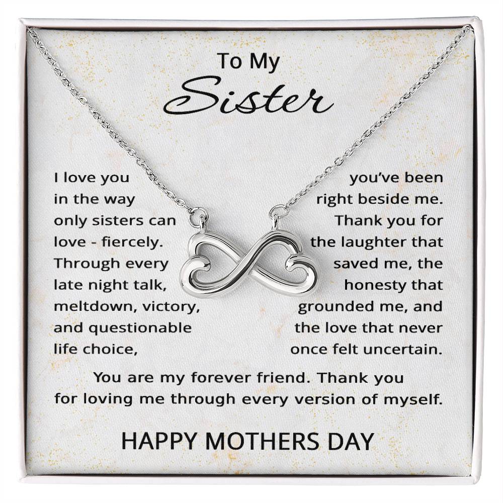 Sister Mother’s Day Necklace with Message Card – Sentimental Infinity Necklace Gift for Sister
