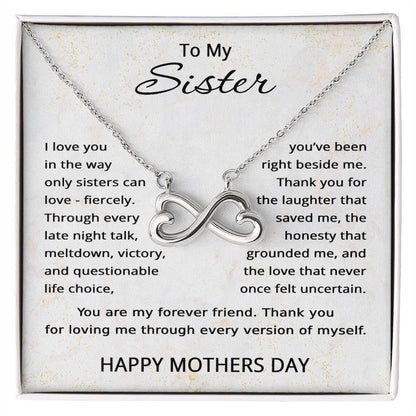 Sister Mother’s Day Necklace with Message Card – Sentimental Infinity Necklace Gift for Sister