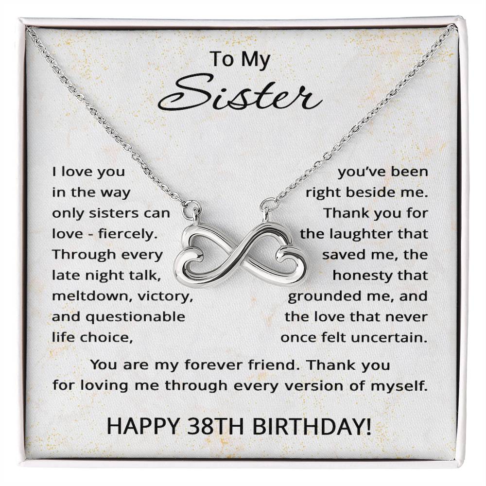 38th Birthday Gifts for Sister - To My Sister Necklace - 38 Years Old