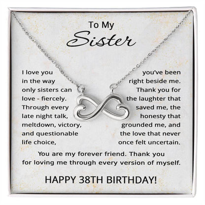 38th Birthday Gifts for Sister - To My Sister Necklace - 38 Years Old