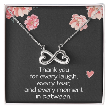 Best Friend Necklace for Her Sister Birthday Gift for Women Jewelry for Her Christmas Thank You Necklace Endless Infinity Love Pendant Soul Laugh Tear Moment