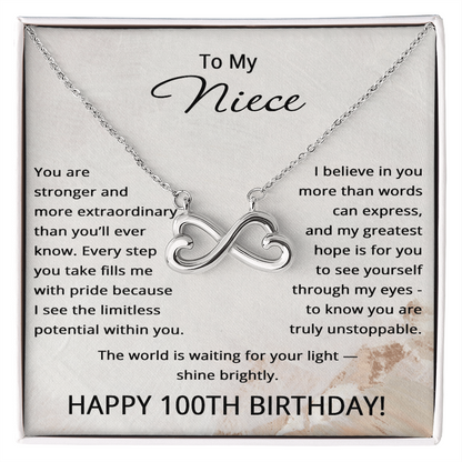 100th Birthday Gifts for Niece - 100th Birthday Necklace for Niece - To My Niece Necklace
