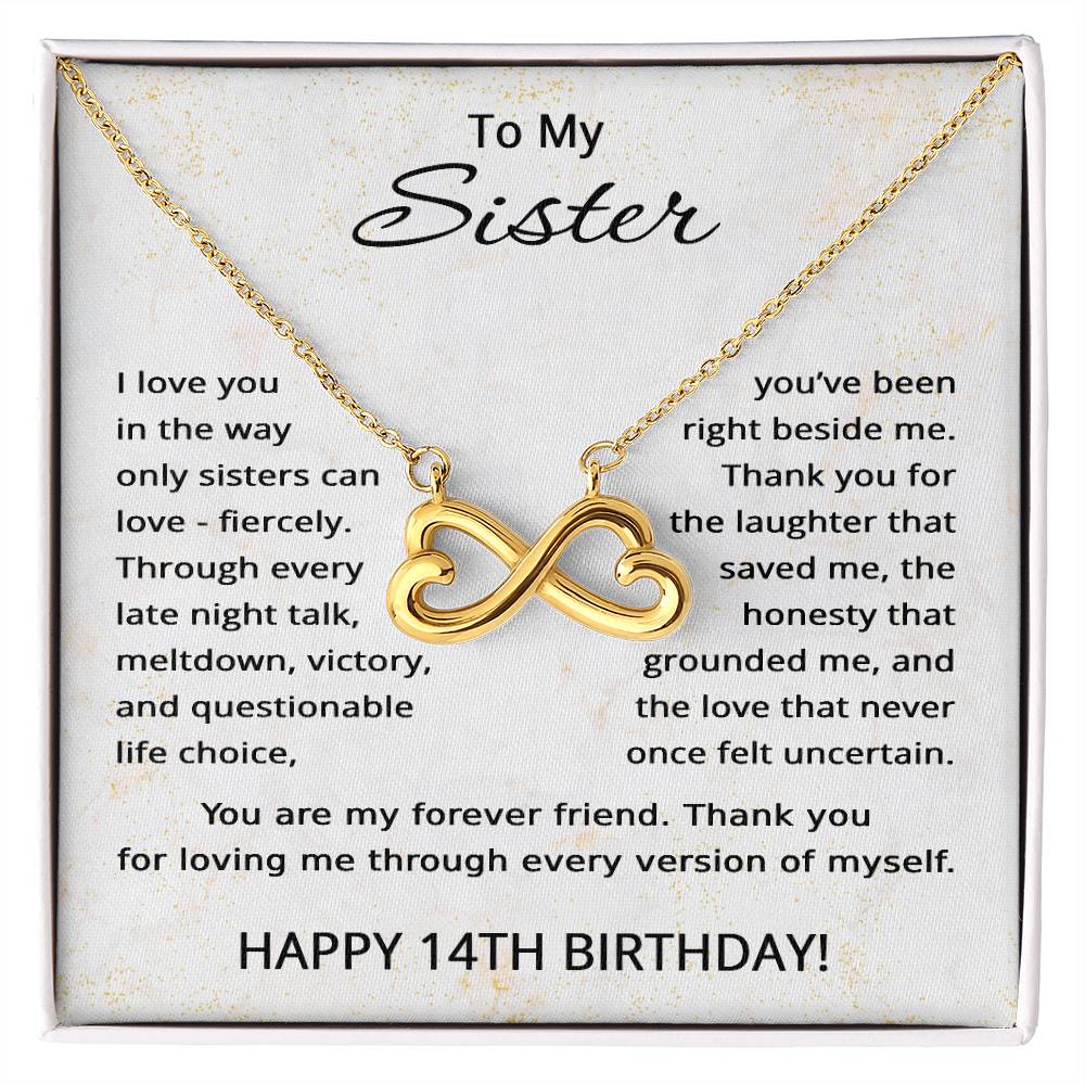 14th Birthday Gifts for Sister - To My Sister Necklace - 14 Years Old
